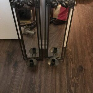 Vintage-Style Wall Mirror Candle Holders (Set of 2)